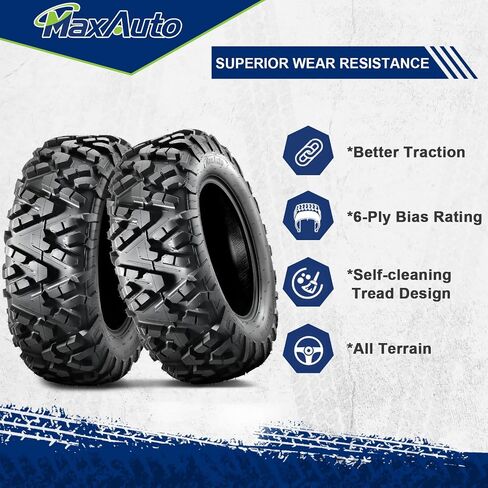 MaxAuto AT27x11-14 ATV UTV Tires, 27x11x14 All Terrain Sport ATV Tires for All Trail Tire, 27 11 14 Mud Sand Off-Road Tire, 6PR Tubeless, 2 Pack in Saudi Arabia