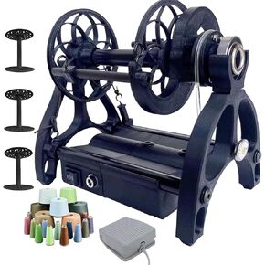 Electric Spinning Wheel, Smart Yarn Spinner Machine, 120g Capacity Pet Hair Spinner with Foot Switch, 3 Spools, 12V Drum Carder, Adjustable Speed, Forward/Reverse Switch in Kuwait