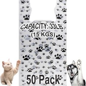 T Shirt Bags - Paw Print Bags - 100 Pack - Thank You Bags - Shopping Bags Cat or Dog Paw Print Design Plastic T-Shirt Bag 22" L x 12" W x 7" in Kuwait