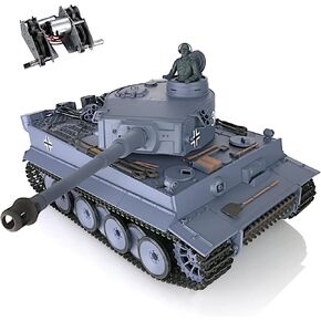 POCO DIVO German Tiger 1 WWII Tank، 1/16 War Panzer RTR RC مركبة مدرعة، Heng Long 3818 S Edition ترقية التروس الفولاذية، Airsoft BB Battle Infrared IR Combat، صوت دخان خفيف ارتداد نموذج عسكري in Kuwait
