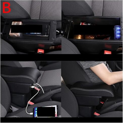 Fit for Kia STONIC Fit for Kia Rio lx Cerato car Center Console armrest Box Parts Storage Parts South America(A3 Black White NOUSB) in Saudi Arabia