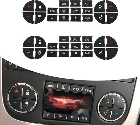 38 PCS AC Dash Button Stickers, Cover Scratche Self-Adhesive CD Button Panel Repair Kit, Dash Decal Replacement for Fixing Ruined Faded A/C Control Knobs, Universal for Most Vehicles (Black) in Saudi Arabia