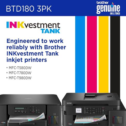 زجاجة حبر أسود أصلية BTD180BK عالية الإنتاجية من Brother (للاستخدام مع طابعات INKvestment Tank 580 و780 و980) in Saudi Arabia