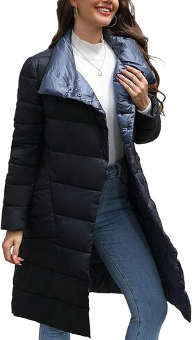 Bellivera Women's Puffer Jacket Lightweight Quilted Hooded Long Down Alternative Coat with Belt in Saudi Arabia