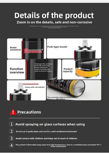 268ML Car Window Lubricant Spray - Stops Squeaking & Noise for Electric Windows, Sunroofs, Seals & Rubber Tracks, Cleans & Conditions, Anti-Stick Formula (1) in Saudi Arabia