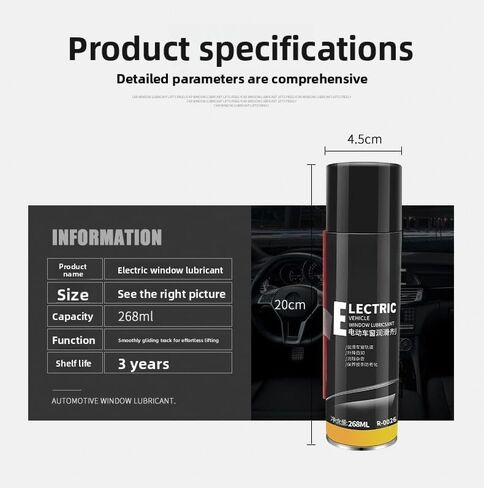 268ML Car Window Lubricant Spray - Stops Squeaking & Noise for Electric Windows, Sunroofs, Seals & Rubber Tracks, Cleans & Conditions, Anti-Stick Formula (1) in Saudi Arabia