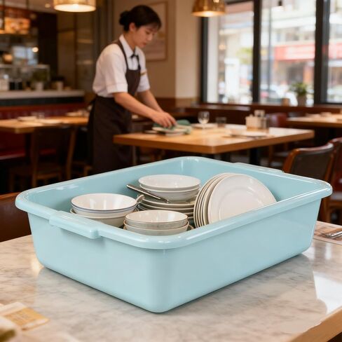 Commercial Bus Box, 4-Pack Plastic Bus Tubs, 13 L Capacity, Blue in Kuwait