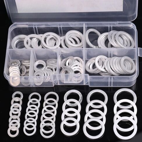 100PCS/ Box Automotive Fuel Pump Leak-Proof Aluminum Gaskets Oil Drain Sealing Flat Washers M6-M16 Car Maintenance Accessories in Saudi Arabia