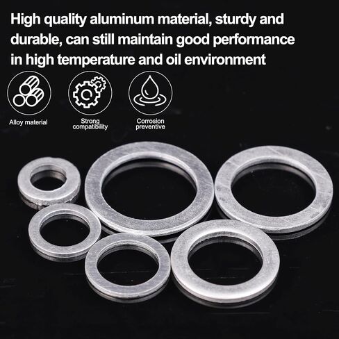 100PCS/ Box Automotive Fuel Pump Leak-Proof Aluminum Gaskets Oil Drain Sealing Flat Washers M6-M16 Car Maintenance Accessories in Saudi Arabia