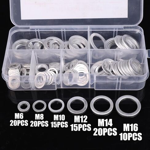 100PCS/ Box Automotive Fuel Pump Leak-Proof Aluminum Gaskets Oil Drain Sealing Flat Washers M6-M16 Car Maintenance Accessories in Saudi Arabia