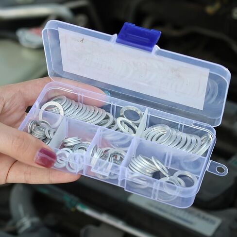 100PCS/ Box Automotive Fuel Pump Leak-Proof Aluminum Gaskets Oil Drain Sealing Flat Washers M6-M16 Car Maintenance Accessories in Saudi Arabia