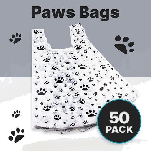 T Shirt Bags - Paw Print Bags - 1Thank You Bags - Shopping Bags Cat or Dog Paw Print Design in Kuwait