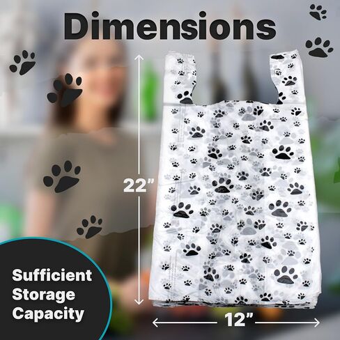 T Shirt Bags - Paw Print Bags - 1Thank You Bags - Shopping Bags Cat or Dog Paw Print Design in Kuwait