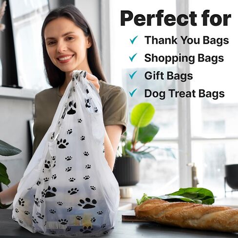 T Shirt Bags - Paw Print Bags - 1Thank You Bags - Shopping Bags Cat or Dog Paw Print Design in Kuwait