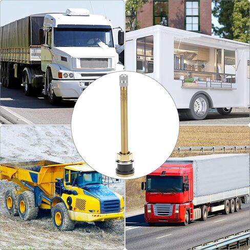 QWORK TR572 سيقان صمامات تجارية نحاسية، 10 عبوات صمامات إطارات شاحنة بديلة، طول 3-3/4 بوصة، سعة الضغط البارد 200 رطل لكل بوصة مربعة in Kuwait