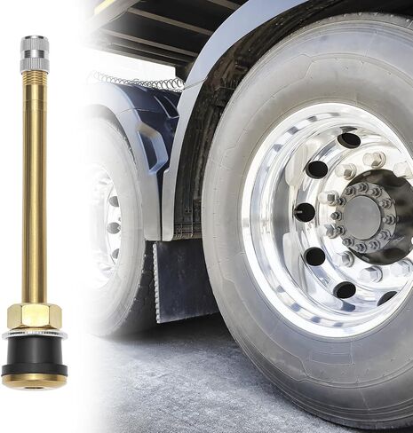 QWORK TR572 سيقان صمامات تجارية نحاسية، 10 عبوات صمامات إطارات شاحنة بديلة، طول 3-3/4 بوصة، سعة الضغط البارد 200 رطل لكل بوصة مربعة in Kuwait