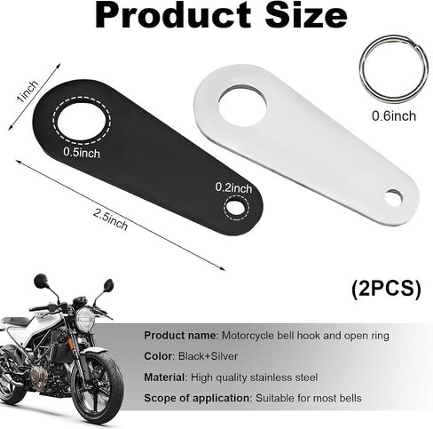 Motorcycle Bell Hanger, Good Luck Riding Motor Hanger with Split Ring, Metal Biker Bell Hanger Fits for Most Bells (Black, Style B, 2PCS) in Saudi Arabia