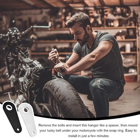 Motorcycle Bell Hanger, Good Luck Riding Motor Hanger with Split Ring, Metal Biker Bell Hanger Fits for Most Bells (Black, Style B, 2PCS) in Saudi Arabia