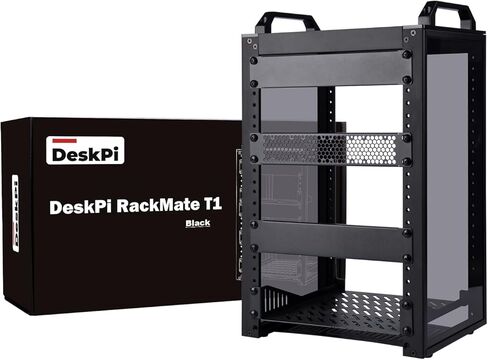 حامل خادم GeeekPi 8U للشبكة والخوادم ومعدات الصوت والفيديو، حامل DeskPi RackMate T1، أسود in Kuwait