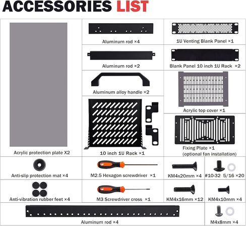 حامل خادم GeeekPi 8U للشبكة والخوادم ومعدات الصوت والفيديو، حامل DeskPi RackMate T1، أسود in Kuwait