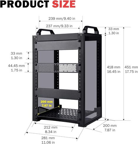 حامل خادم GeeekPi 8U للشبكة والخوادم ومعدات الصوت والفيديو، حامل DeskPi RackMate T1، أسود in Kuwait