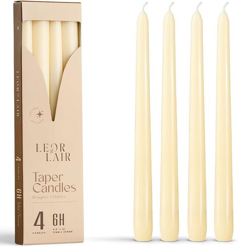 Leor & Lair Ivory Taper Candles - 4 Pack 10" Ivory Candlesticks - Unscented Cream Candle Sticks for Home Decoration, Holiday Tables, Weddings, Restaurants & Business Events in Saudi Arabia