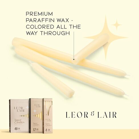 Leor & Lair Ivory Taper Candles - 4 Pack 10" Ivory Candlesticks - Unscented Cream Candle Sticks for Home Decoration, Holiday Tables, Weddings, Restaurants & Business Events in Saudi Arabia