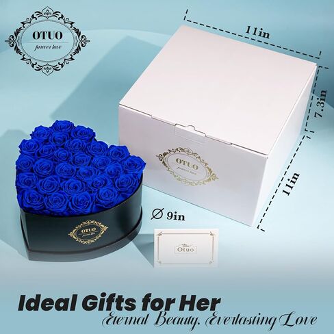 Otuo 21-Piece Preserved Roses in Gift Box, Real Eternal Rose Flower Gifts for Girlfriend, Mom, Women, Wife, Birthday Anniversary and Valentine's Day (Red) in Kuwait