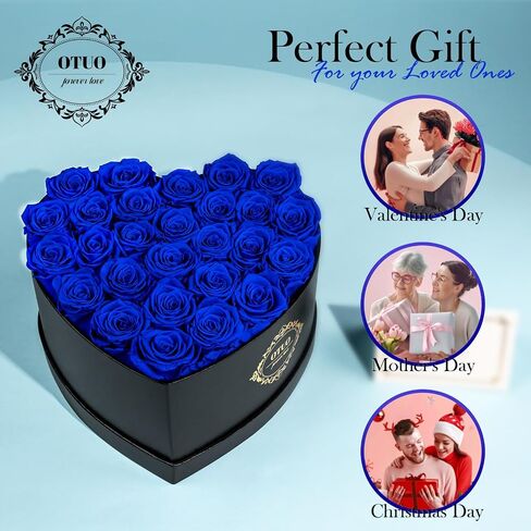 Otuo 21-Piece Preserved Roses in Gift Box, Real Eternal Rose Flower Gifts for Girlfriend, Mom, Women, Wife, Birthday Anniversary and Valentine's Day (Red) in Kuwait