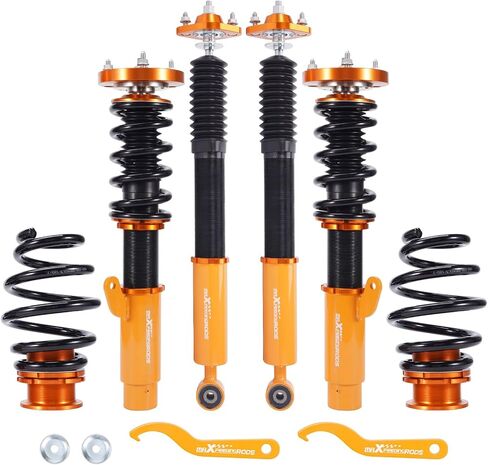 maxpeedingrods Coilovers لسيارات BMW E46 1998-2007 318i، 330i، 325i، 328i، 318d، 320d، 320i، 325i؛ 330d، طقم تعليق كويلوفيرس قابل للتعديل، طقم خفض التخميد مسبقًا ذهبي in Kuwait