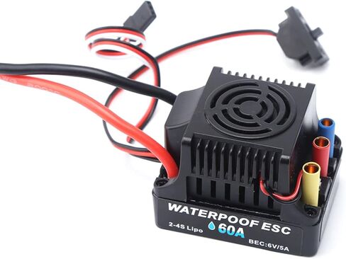 60A Brushless ESC Electric Speed Controller High Performance with Good Heat Dissipation for 1/8 1/10 RC Car Black in Saudi Arabia
