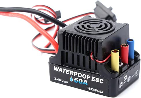 60A Brushless ESC Electric Speed Controller High Performance with Good Heat Dissipation for 1/8 1/10 RC Car Black in Saudi Arabia