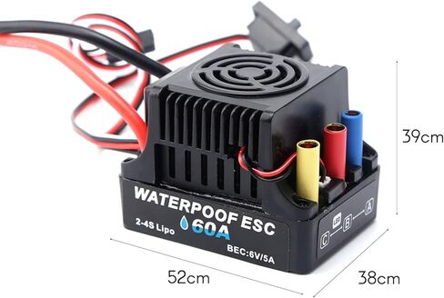 60A Brushless ESC Electric Speed Controller High Performance with Good Heat Dissipation for 1/8 1/10 RC Car Black in Saudi Arabia