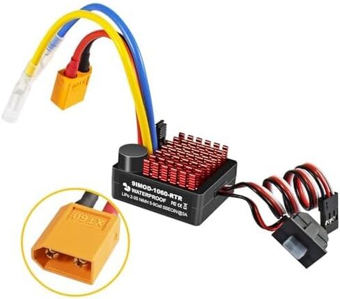 WP 1060 2-3s 60A ESC ناعم [قابس T] جهاز تحكم إلكتروني في السرعة مقاوم للماء مع وضع التبديل BEC، RC ESC لشاحنات السيارات الزاحفة RC بمقياس 1/10 in Saudi Arabia