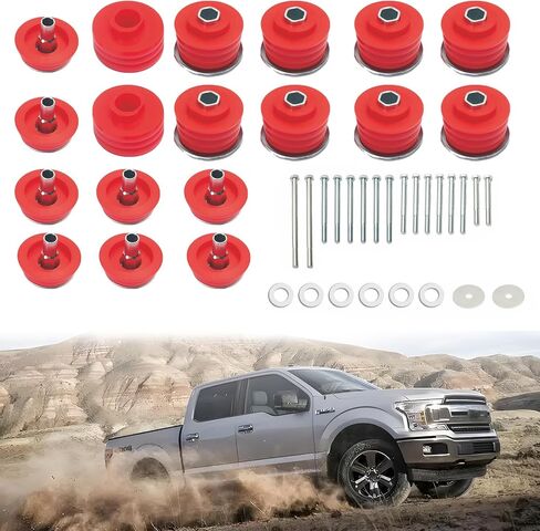 طقم جلبة تثبيت على الجسم لملحقات Ford F250 F350 Super Duty 08-16 2WD 4WD من البولي يوريثين تشتمل على أجهزة أكمام فولاذية KF04060BK (أحمر) in Kuwait