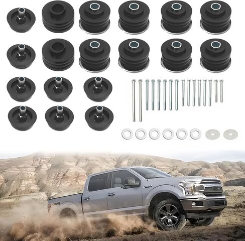طقم جلبة تثبيت على الجسم لملحقات Ford F250 F350 Super Duty 08-16 2WD 4WD من البولي يوريثين تشتمل على أجهزة أكمام فولاذية KF04060BK (أحمر) in Kuwait