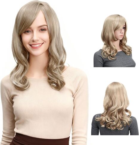 Onedor Full Head Beautiful Long Curly Wave Stunning Wig Charming Curly Costume Wigs with Fringe (24H613 Blonde Highlights) in Kuwait