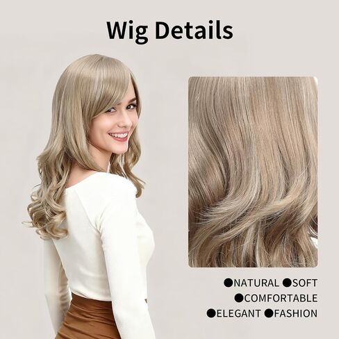 Onedor Full Head Beautiful Long Curly Wave Stunning Wig Charming Curly Costume Wigs with Fringe (24H613 Blonde Highlights) in Kuwait