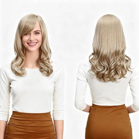 Onedor Full Head Beautiful Long Curly Wave Stunning Wig Charming Curly Costume Wigs with Fringe (24H613 Blonde Highlights) in Kuwait
