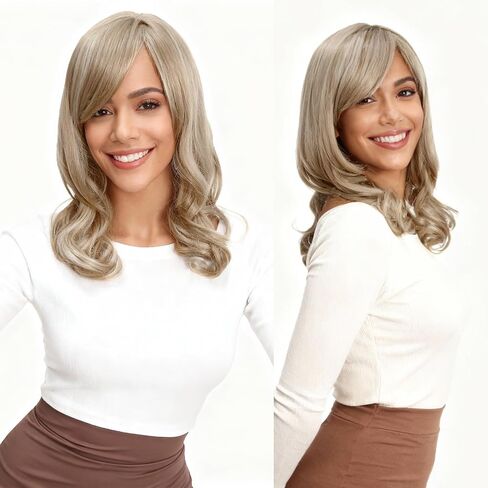 Onedor Full Head Beautiful Long Curly Wave Stunning Wig Charming Curly Costume Wigs with Fringe (24H613 Blonde Highlights) in Kuwait