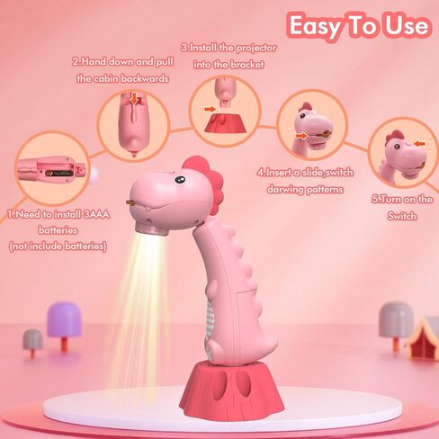 MFEESYOB Drawing Projector for Kids,Tracing and Drawing Projector with 96 Slide Cartoon Patterns and 12 Color Brushs,Smart Art Sketcher Projector for 3+ Year Old Girls & Boys（Pink） in Saudi Arabia
