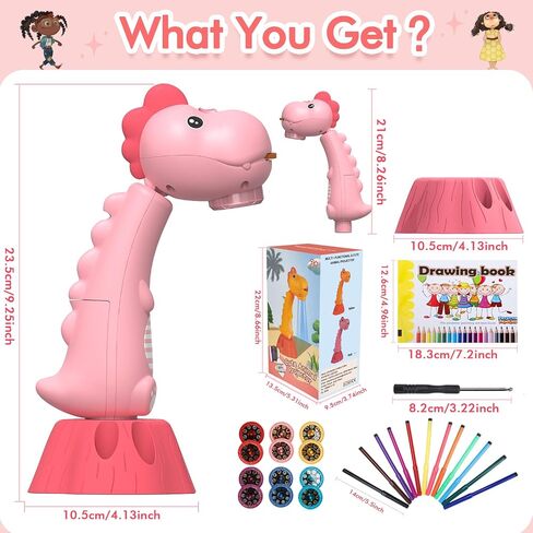MFEESYOB Drawing Projector for Kids,Tracing and Drawing Projector with 96 Slide Cartoon Patterns and 12 Color Brushs,Smart Art Sketcher Projector for 3+ Year Old Girls & Boys（Pink） in Saudi Arabia