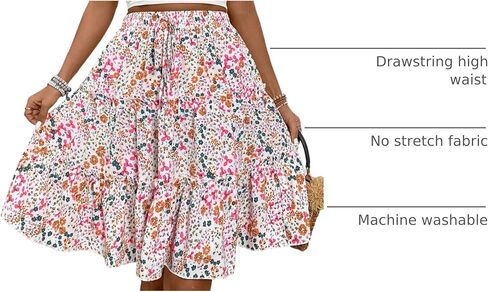 فيردوسا نساء بوهو الأزهار الأزهار المتطوقة تنانير الكشكش الرباطية اندارية تنورة طول الركبة in Kuwait