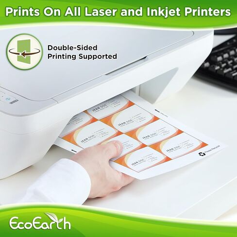 EcoEarth - إدراجات شارة الاسم - 2.25 × 3.5 بوصة، 280 بطاقة، 35 ورقة - عبوات بطاقات اسم فارغة قابلة للتخصيص للشارات - بطاقات قابلة للطباعة - ملصقات تعريف شخصية لطابعات الليزر وطابعات الحبر in Kuwait