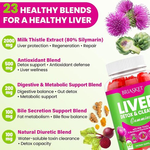 تطهير الكبد التخلص من السموم والإصلاح ، 2000 ملغ ملحق الحليب الشوك مع جذر الهندباء ، الجلوتاثيون والخرشوف ، 23 في -1 الصيغة العشبية لإزالة السموم والصحة ، خالية من السكر ، نباتي ، 60 غولت. in Kuwait