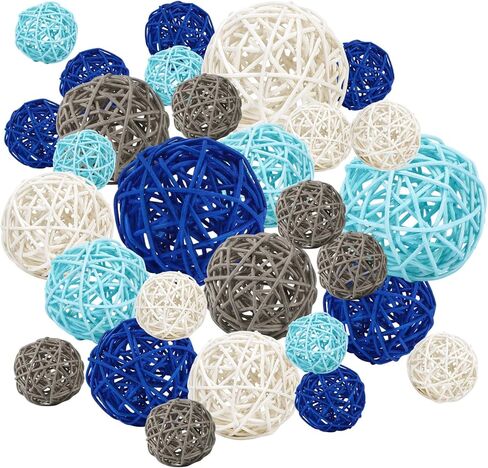 SANNIX 40Pcs Christmas Decorations Rattan Wicker Balls Hanging Ornaments Vase Bowl Fillers for Wedding Christmas Party Home Decor Table Tree Decorations in Kuwait