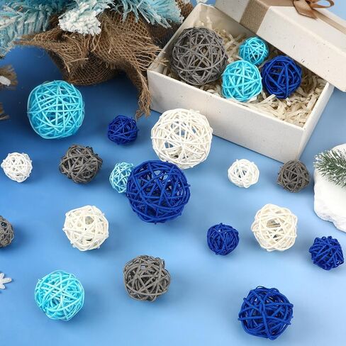 SANNIX 40Pcs Christmas Decorations Rattan Wicker Balls Hanging Ornaments Vase Bowl Fillers for Wedding Christmas Party Home Decor Table Tree Decorations in Kuwait