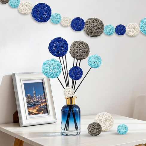 SANNIX 40Pcs Christmas Decorations Rattan Wicker Balls Hanging Ornaments Vase Bowl Fillers for Wedding Christmas Party Home Decor Table Tree Decorations in Kuwait