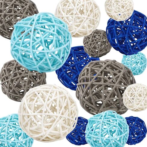 SANNIX 40Pcs Christmas Decorations Rattan Wicker Balls Hanging Ornaments Vase Bowl Fillers for Wedding Christmas Party Home Decor Table Tree Decorations in Kuwait