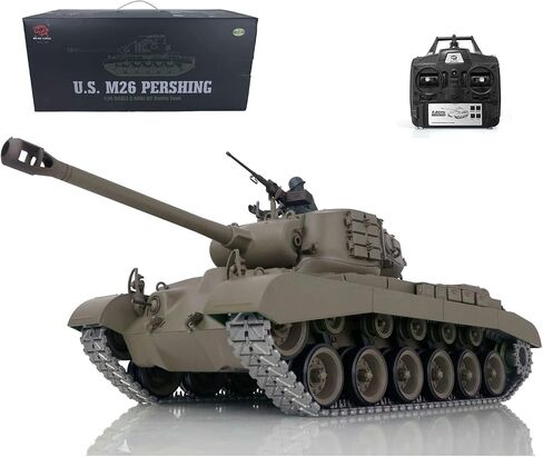 TOUCAN RC HOBBY 2.4Ghz Henglong 1/16 Scale 7.0 Plastic Ver M26 Pershing RTR RC Tank Model 3838 BB Airsoft That Shooting BB Bullets,US in Stock in Saudi Arabia